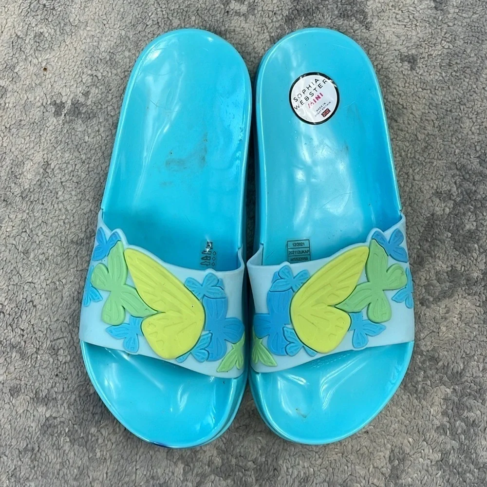 Sophia Webster Mini Junior Blue Butterfly Jelly Sandal Kids Slide Sz UK 3